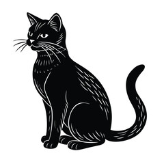 vector illustration of a cat  silhouette on white background.