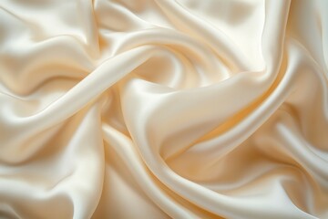Obraz premium Soft cream-colored satin fabric with gentle folds creating an elegant texture.