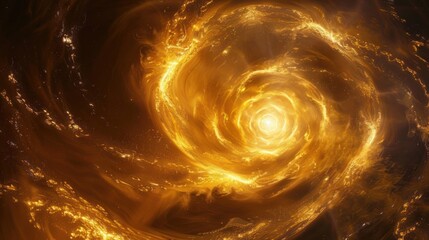 Minimal effect golden particles swirling pattern spiral.