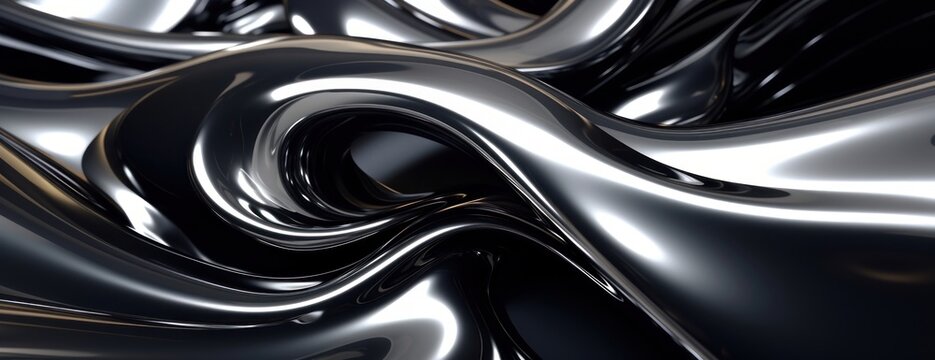 Silver chorme liquids background abstract black.