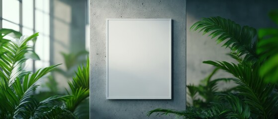 blank frame mockup with plants.