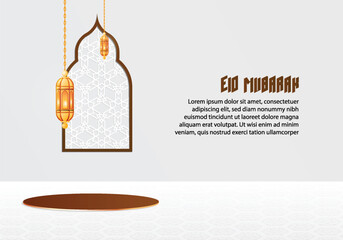 Eid Mubarak illustration with white background for your product presentation.