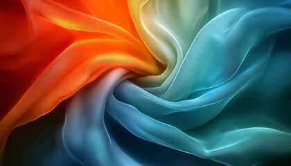 Obraz premium Abstract Swirl of vibrant Orange, Blue, Red and Cyan Dynamic Flowing Lines on a Dark Background