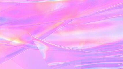 Holographic floating fabric with a glowing circular shape, set against a soft pastel gradient background, creating a futuristic and surreal aesthetic.