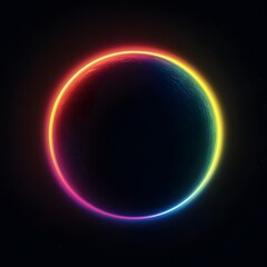 Fototapeta premium A black planet illuminated with bright colored neon lights