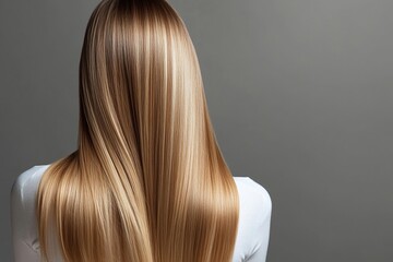 Naklejka premium Long Blonde Straight Hair on Woman's Back Studio Shot
