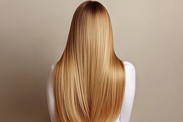 Naklejka premium Woman With Long Straight Light Brown Hair Back View