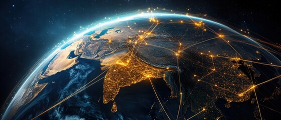 Global network connections over the earth