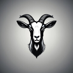 Black and White Goat Head Illustration Vector Graphic Animal Portrait