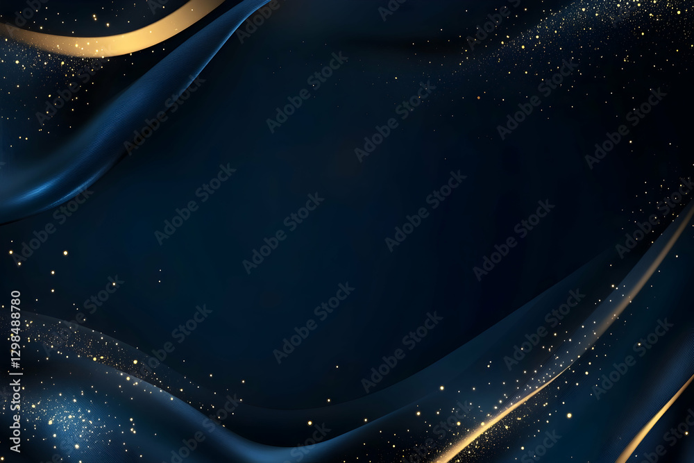 Wall mural blurred bokeh lights on a dark blue background, a banner template with copy space for text