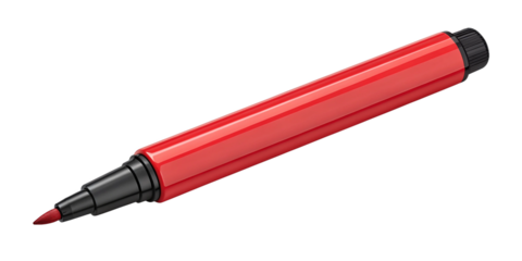 Red Marker Pen with Cap Off, Isolated on Transparent Background for Digital and Print Design
Realistic Red Permanent Marker with Fine Tip, Isolated PNG for Graphic Designers