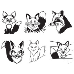 Obraz premium Set of funny cartoon Fox