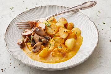Curry mit gebratenen Kartoffeln