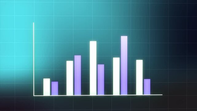 Comparison simple Bar Charts, Financial Business Analytics, Performance, growth, loss, profit, random data, up and down, motion graphics on an abstract background