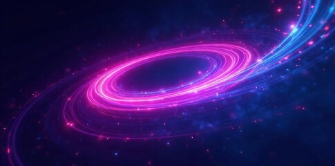 Obraz premium Intense purple & blue light streaks, dynamic vortex against black , speed, flow, art