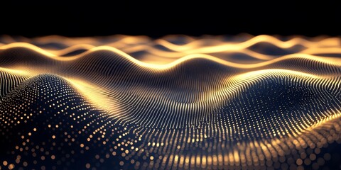 Abstract Yellow Waves, Converging Lines on a Futuristic Wallpaper or Technology Background