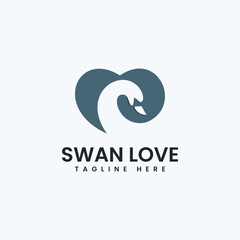 Fototapeta premium Abstract heart-shaped swan in muted blue-gray.