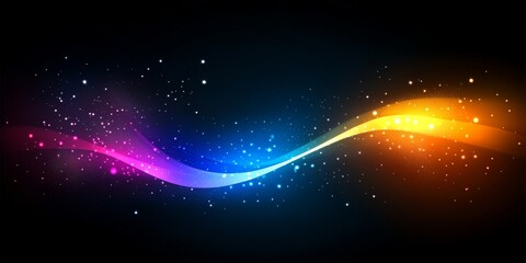 Obraz premium Abstract Luminous Wave with Sparkling Particles on a Dark Background A Vibrant Design Element