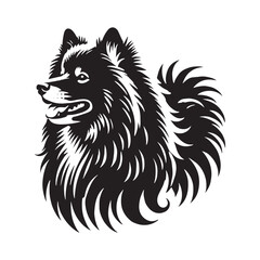 Finnish Lapphund Dog Silhouette - Finnish Lapphund Dog Vector - Minimalist Dog Illustration.