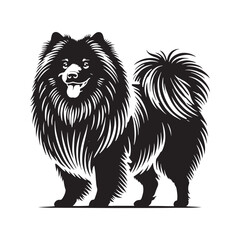 Finnish Lapphund Dog Silhouette - Finnish Lapphund Dog Vector - Minimalist Dog Illustration.