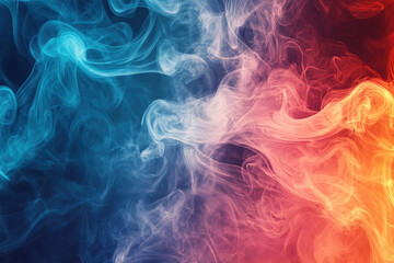 Vibrant swirling clouds of colorful smoke in motion