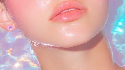 Soft, radiant skin glimmers under ethereal light, creating seren