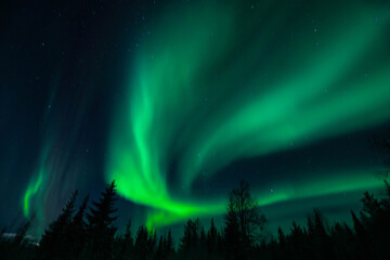 Aurora Borealis / Northern Lights in North Finland. Travel Finland Background. In Kittilä / Levi.