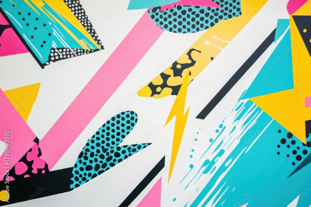 Leinwandbilder Bright and bold abstract mural with geometric shapes and vibrant colors in urban setting. Generative AI