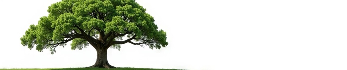 Obraz premium Majestic oak tree, isolated on pure white background , foliage, texture