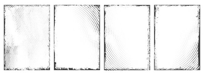 Grunge textured halftone frames set, set of grunge banner, Overlay texture set, rough, paint, Different types of texture Background, damaged, brush, vintage, Vector collection, old