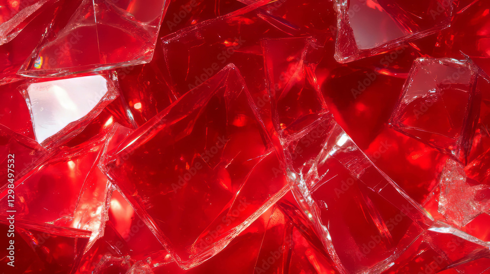 Poster abstract background of red broken glass and sharp fragments for design