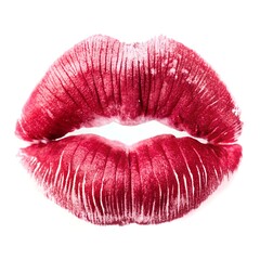 Color lipstick kiss mark on white background
