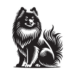 Finnish Spitz Silhouette - Finnish Spitz Vector - Minimalist Finnish Spitz Dog Illustration.