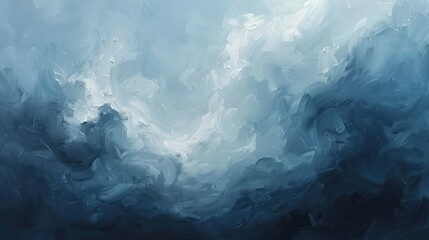 Obraz premium Abstract painting, cloudy sky, ethereal, digital art, deep blues, grays