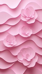 Fototapeta premium Soft Blush, 3D Minimalist Wave Pattern Background Delicate Floral Elegance for Text and Design