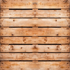 Fototapeta premium Wooden pallets stacked in symmetrical pattern, showcasing natural texture