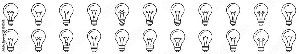 Canvas Prints light bulb icon. editable stroke. set of black linear icons of light bulbs. light bulb symbol. vecto