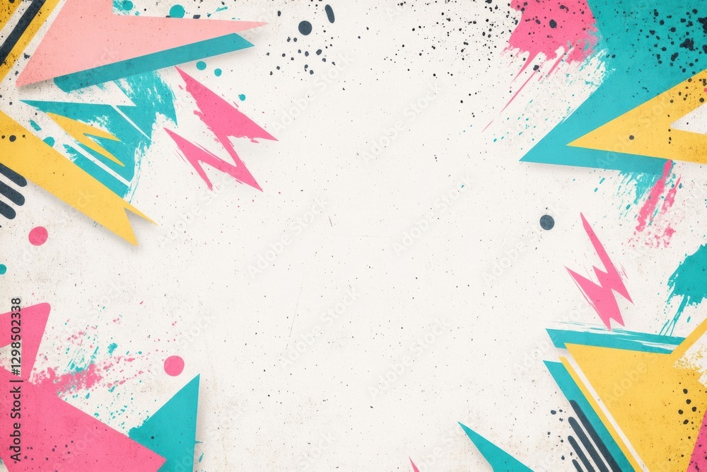Poster Colorful abstract background with geometric shapes and playful patterns creating a vibrant design for creative projects. Generative AI