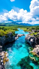 Obraz premium Immerse Yourself in the Rich Culture and Awe-Inspiring Natural Landscapes of Iceland's Warm Hot Springs and Rugged Terrain