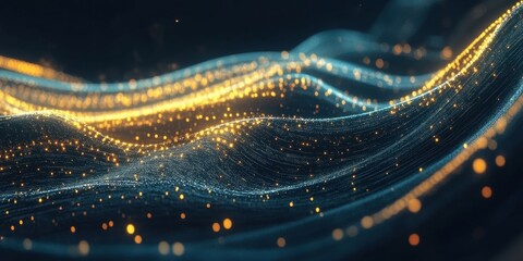 Dynamic flow of luminous particles creating waves of light in a dark setting