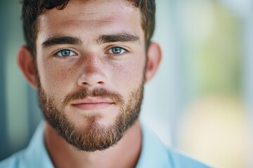 Obraz premium Portrait of a handsome bearded man with freckles