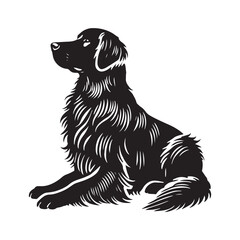 Flat-Coated Retriever Silhouette -  Minimalist Flat-Coated Retriever Dog Vector - Flat-Coated Retriever Illustration.