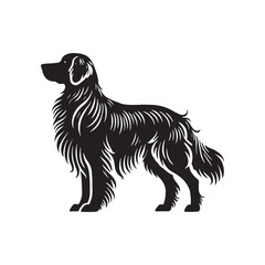 Flat-Coated Retriever Silhouette -  Minimalist Flat-Coated Retriever Dog Vector - Flat-Coated Retriever Illustration.