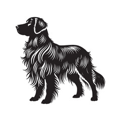 Flat-Coated Retriever Silhouette -  Minimalist Flat-Coated Retriever Dog Vector - Flat-Coated Retriever Illustration.