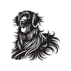 Flat-Coated Retriever Silhouette -  Minimalist Flat-Coated Retriever Dog Vector - Flat-Coated Retriever Illustration.