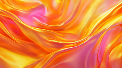 Obraz premium Vibrant silk ribbons with flowing texture in orange and pink for elegant design