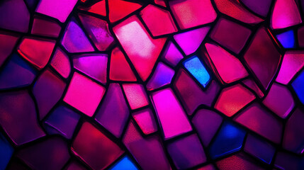 Vibrant stained glass background with geometric colorful patterns for artistic design