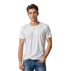  Young man white t-shirt.