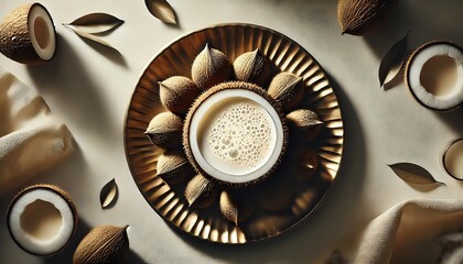Fototapeta premium A luxurious top-down artistic photograph of Filipino Buko Juice