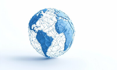 3D Abstract Wireframe Globe Model on Minimalistic White Background